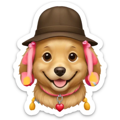 Dog wearing a hat sticker