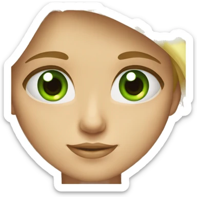 blond girl green eyes with a camera sticker