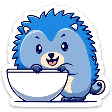 Cute blue hedgehog and silver hedgehog brushing teeth in bathroom sticker