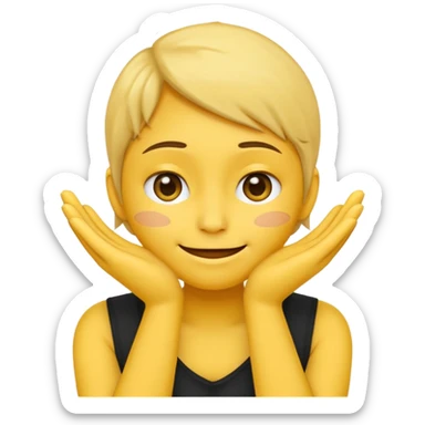darkened yellow emoji face with hands on cheeks sticker