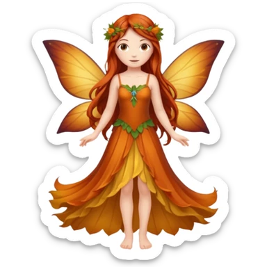 Full body Autumn fairy long hair sticker