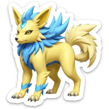 Feral Quadrupedal Digitigrade Luxray-Jolteon-Renamon-Manectric-fusion-hybrid-creature, full body  sticker