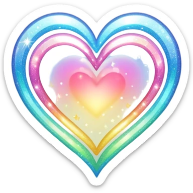 Light rainbow heart with sparkles  sticker