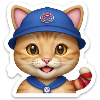 Kitty with cubs hat on sticker