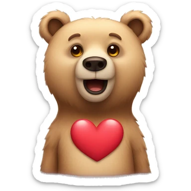 Bear with heart eyes sticker