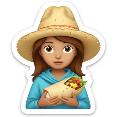 Girl with brown hair "resting chicken burrito face" sticker