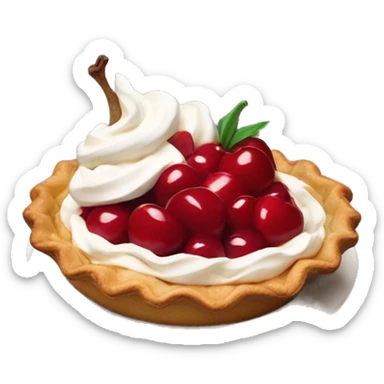Cherry pie with red whipped cream sticker