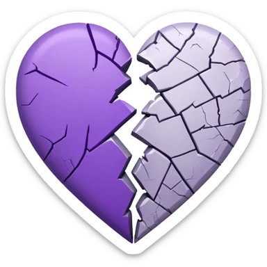 coração quebrado metade branco metade roxo sticker