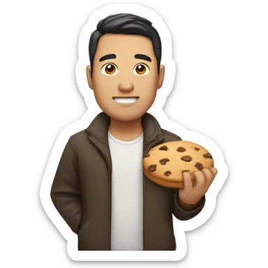 Heavy Asian man with cookies  sticker