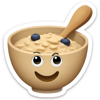 Oatmeal with a wooden spoon in it sticker