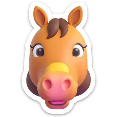 cute and rounded horse, 3D emoji style, facing forward sticker