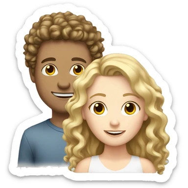 blonde white girl with  curly brunette haired white boy  sticker