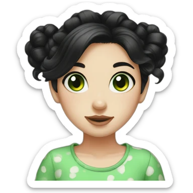 black hair bun green eyed freckled girl sticker