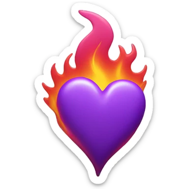 A Purple Heart with pink flames  sticker