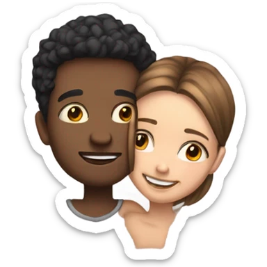 Fair skin cute couple huging sticker