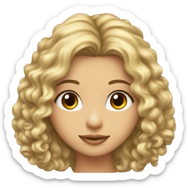 Mujer pelo largo rizado mechas ojos pequeños nariz granderubia sticker