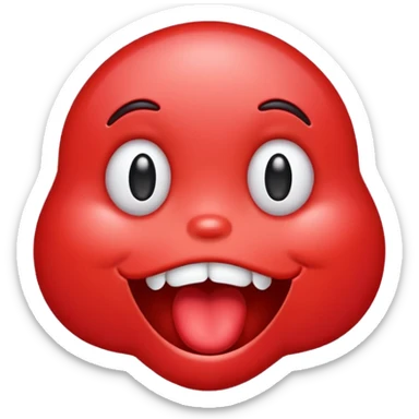 Make the siley emoji to be red and drooling. Make it look realistic sticker