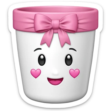 vaso branco com laço rosa sem flores sticker