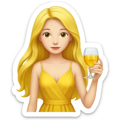 yellow glass and yellow dressed woman long hair sticker