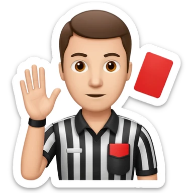 Referee holding red card sticker