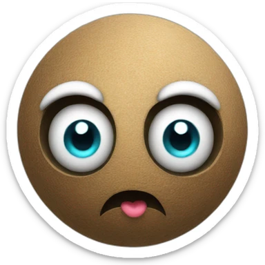 3d sphere with a cartoon dirt texture with big beautiful eyes sticker