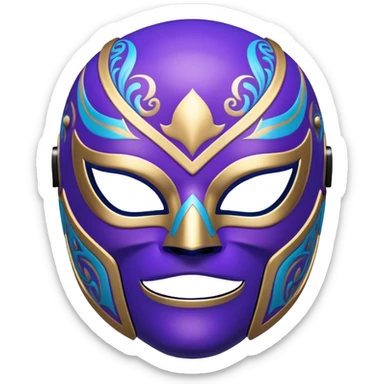 A luchador wrestling mask in purple and blue colors with intricate design sticker