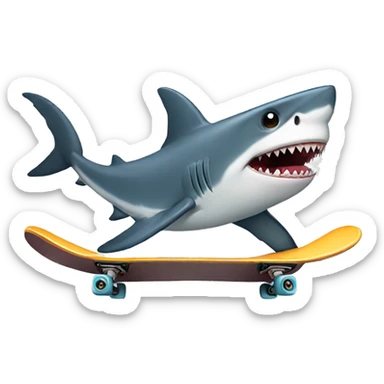 Shark with skateboard  sticker