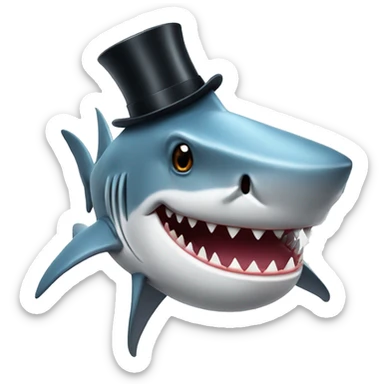 Shark with a top hat sticker
