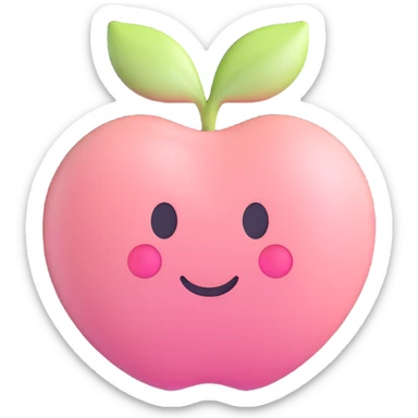light pastel pink oval pill, 3D Apple emoji style sticker