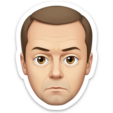 Dmitry Medvedev with a stern face sticker