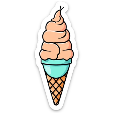Korean peach ice cream sticker