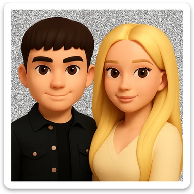 Slightly increase the volume of the upper body of the girl, make the hair more voluminous and separated from each other, even out the skin tone of the girl. The original style is 3D Emoji, but since it does not support editing, please keep the 3D Emoji look while making these changes. sticker