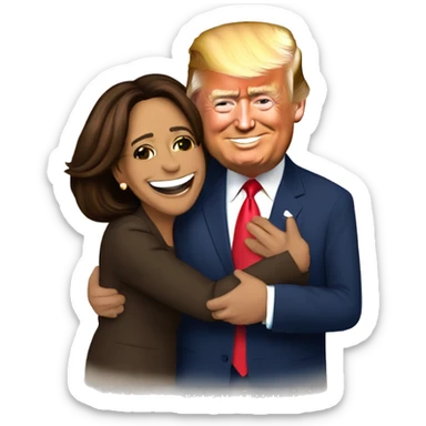 kamala harris, donald trump, and joe biden group hug sticker