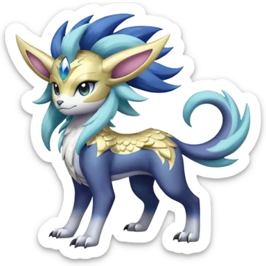 Shiny Sunny furry scaly painted Asian pastel-gradient Absol-Meloetta-Solgaleo-Luxray-Suicune-fusion sticker
