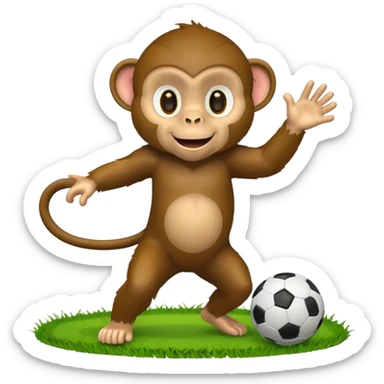 Monkey playing soccer sticker