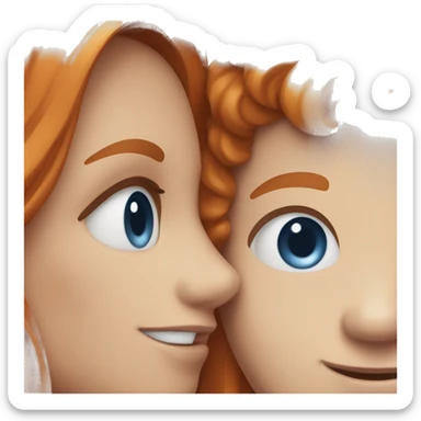 Ginger girl with blue eyes and brunette boy with blue eyes sticker