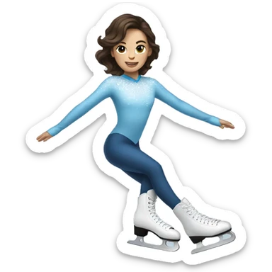 brunette ice skating double axel sticker