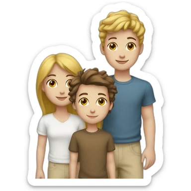three white siblings one girl 2 boys sticker