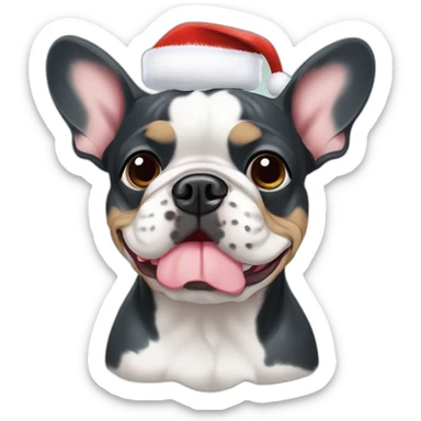 merle frenchie christmas hat sticker