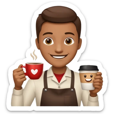 barista with big cup of coffee sticker