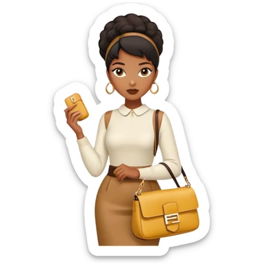 Beautiful black woman wearing a fendi outfit and carrying a fendi baguette bag sticker