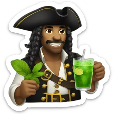 pirate drinking mojito sticker