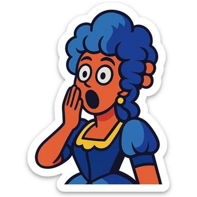 vibrant toon style character gasping with a fancy wig sticker