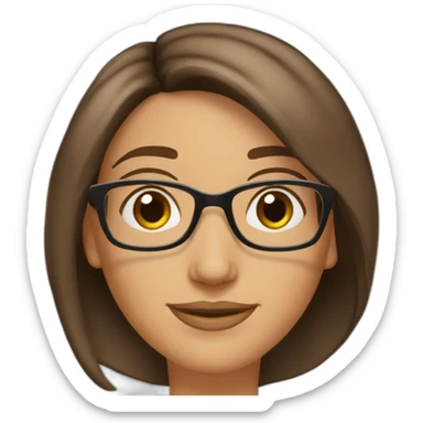 42 year old women bob haircut brown hair brown eyes glasses sticker