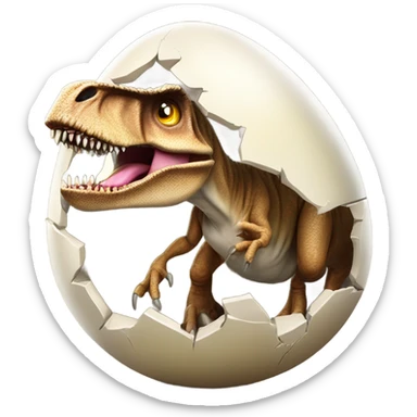 T-Rex hatching in an egg sticker