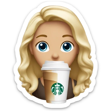 Starbucks cup drink with blonde girl blue eyes  sticker