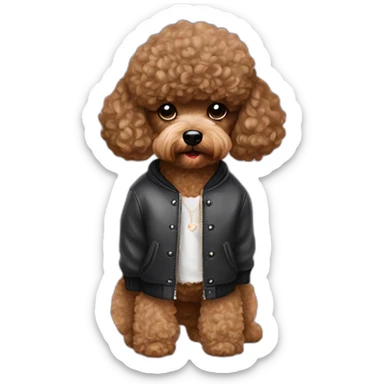 Dark brown toy poodle in taylor swift clothes sticker