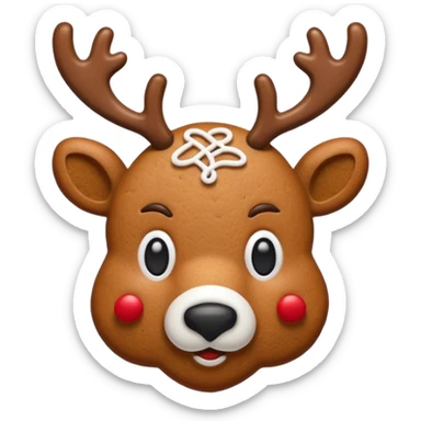 gingerbread cookie in reindeer head shape sticker