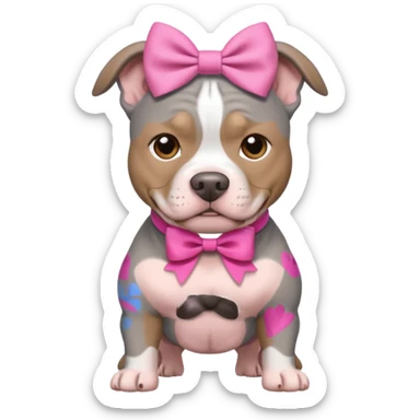 Gray Pitbull with a pink bow sticker