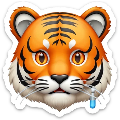 sick tiger face with thermometer and tissue for Twitch emote sticker
